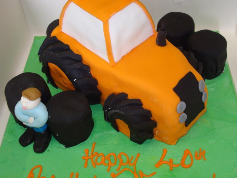 Orange Tractor Cake