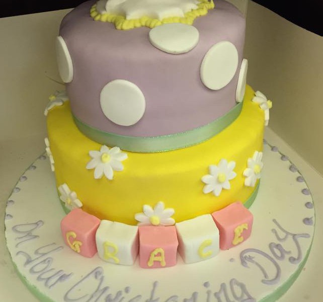 Two Tier Christening Cake