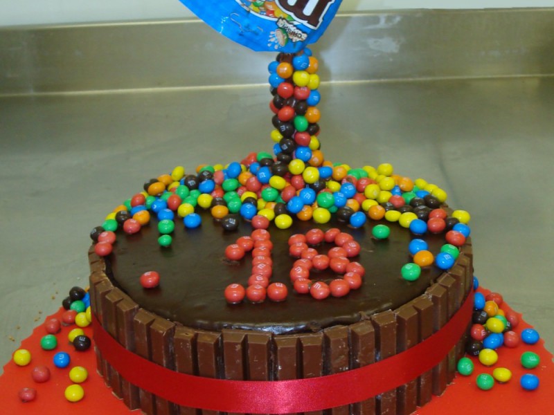 18th Birthday Cake with sweets m&m cake