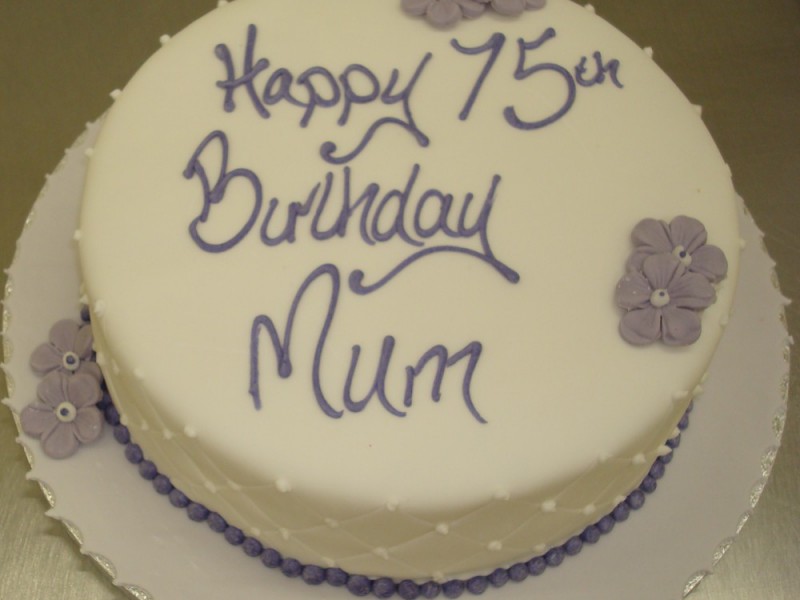 Single Tier Cake with Lilac Flowers