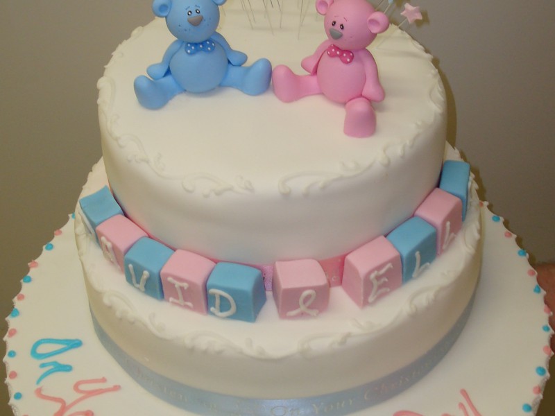 Two Tier Christening Cake