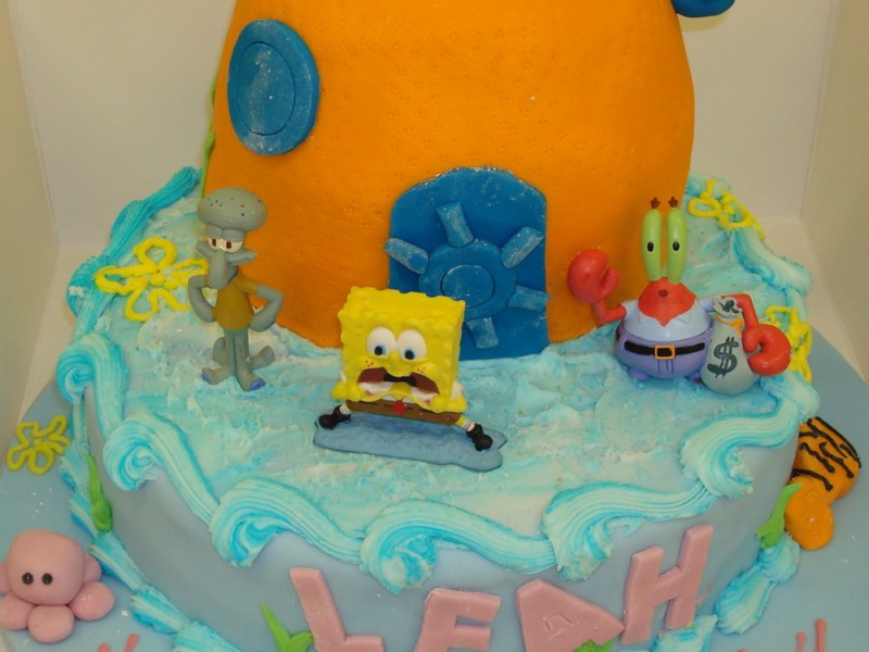 Two Tier SpongeBob Square Pants Cake